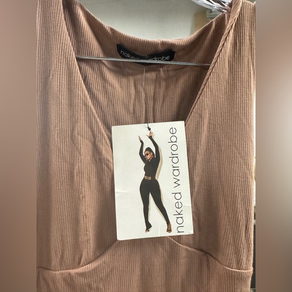 Naked Wardrobe Womens All Snatched Bustier Ribbed Brown Jumpsuit - Picture 7 of 7